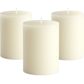 Set of 3 Unscented Pillar Candles - 3" x 4" White Home Decor