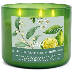 Fresh Eucalyptus Bergamot 3-Wick Aromatherapy Candle 15.8 oz