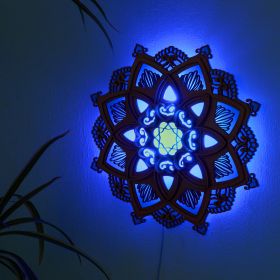 Lotus Mandala Wall Lamp Bohemian Style Wood Wall Sconce