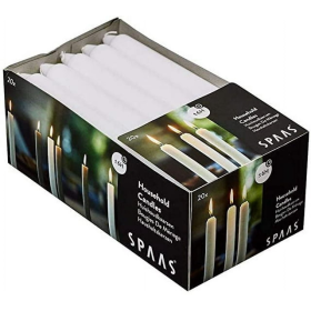 20 Household Unscented White Tapered Candles by Spaas