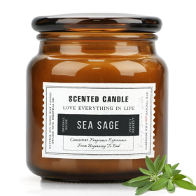 Sea Sage Scented Glass Jar Aromatherapy  Candle - 15.5 OZ