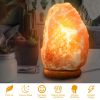 Crystal Rock Salt Lamp with Dimmer Switch & Wood Base