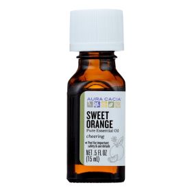 100% Pure Sweet Orange Essential Oil by Aura Cacia - 0.5 Fl Oz