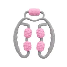 5 Wheels Trigger Point Foam Roller Deep Relief Massage Tool (Color: Pink)