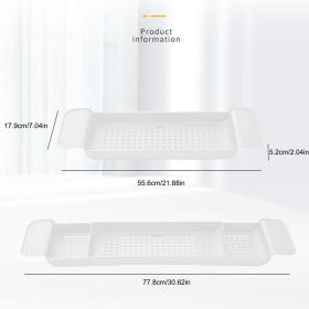 Retractable Adjustable Bathtub Tray - Storage Tub Rack (Ships From: China, Color: White)