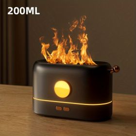 3D Humidifier Aroma Essential Oil Diffuser w/ Flame Night Light (Color: Black)