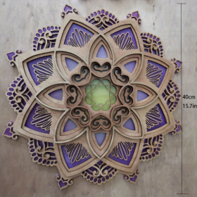 1Pc Mandala Wooden Decorative Lamp Multilayered Wall Decor (Color: Purple)