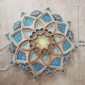 1Pc Mandala Wooden Decorative Lamp Multilayered Wall Decor (Color: Blue)