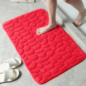 1Pc Memory Foam Cobblestone Embossed Bathroom Mat (Color: Red, size: 50*80cm)