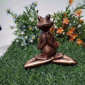 Home and Garden Miniature Meditation Resin Yoga Frog Statue (Color: muse)