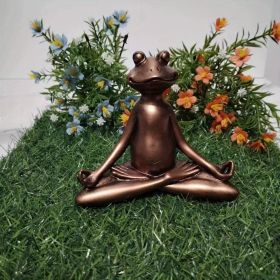 Home and Garden Miniature Meditation Resin Yoga Frog Statue (Color: lotus-flower shape)