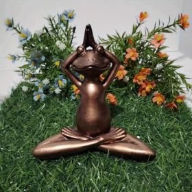 Home and Garden Miniature Meditation Resin Yoga Frog Statue (Color: Worship the sun)