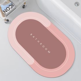 Diatom Mud Oval Super Absorbent Quick Dry Non-Slip Bath Mat (Color: Pink, size: 15.7*23.6"/40*60CM)