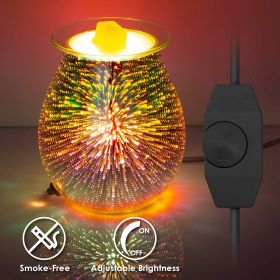 3D Fireworks Glass Electric Wax Burner - Warmer/ Night Lamp (Type: US, Color: RGFirework)