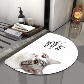 Super Absorbent Quick Drying Bath Rug -Non-Slip Bathroom Mat (Specification: 500MMx700MM, Color: Semicircle Cute Cat)