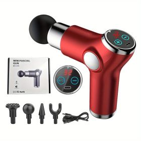 High Frequency Portable LCD  Massage Gun Mini - 32 Speeds (Color: Red)