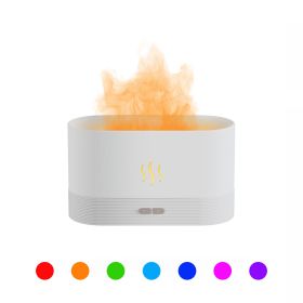 Aromatherapy Flame Oil Diffuser DQ701A  w/ LED Lights-180ML (Color: White)