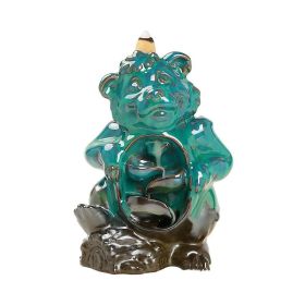 Backflow Incense Burner - Creative Crafts Ornament (Type: Brown Bear Kiln Baked Green, Color: As pic show)