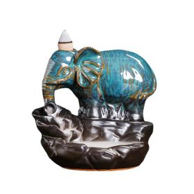 Backflow Incense Burner - Creative Crafts Ornament (Type: Glaze Kiln Elephant, Color: As pic show)