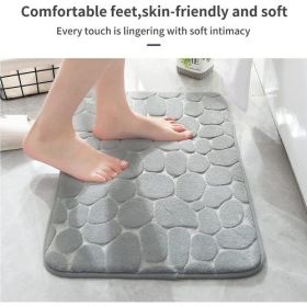 Quick-Dry Memory Foam Cobblestone Bath Mat Bathroom Rug (Color: Light Gray, size: 20x32in)