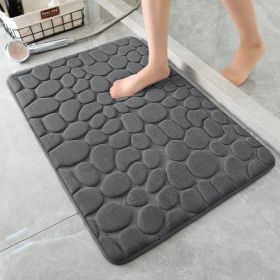 Quick-Dry Memory Foam Cobblestone Bath Mat Bathroom Rug (Color: Dark Gray, size: 20x32in)