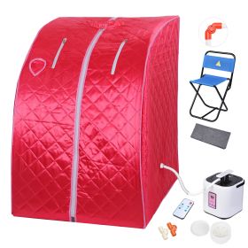 Portable Sauna Kit w/ Steam Pot, Chair and Remote Control-Red (Color: As Picture)