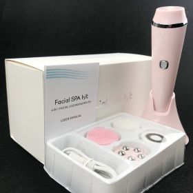 4 in 1 Facial Cleansing Brush - Exfoliator- Face Massager (Color: Pink)