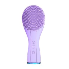 Waterproof Sonic Deep-Cleaning Facial Cleansing Brush (Color: Purple)