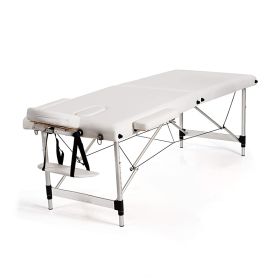 Portable Massage Table – Adjustable Facial Salon Spa Bed (Color: White)