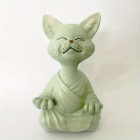 1pc Whimsical Buddha Meditating/ Tranquility Cat Sculpture (Color: Grey Cat)